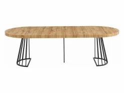 Vente-unique Mesa Extensible|Mesa De Comedor|Mesa de comedor extensible 2 a 12 comensales de MDF y acero - Natural y negro - FIRELA
