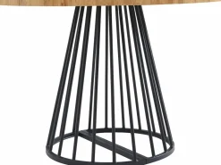 Vente-unique Mesa Extensible|Mesa De Comedor|Mesa de comedor extensible 2 a 12 comensales de MDF y acero - Natural y negro - FIRELA