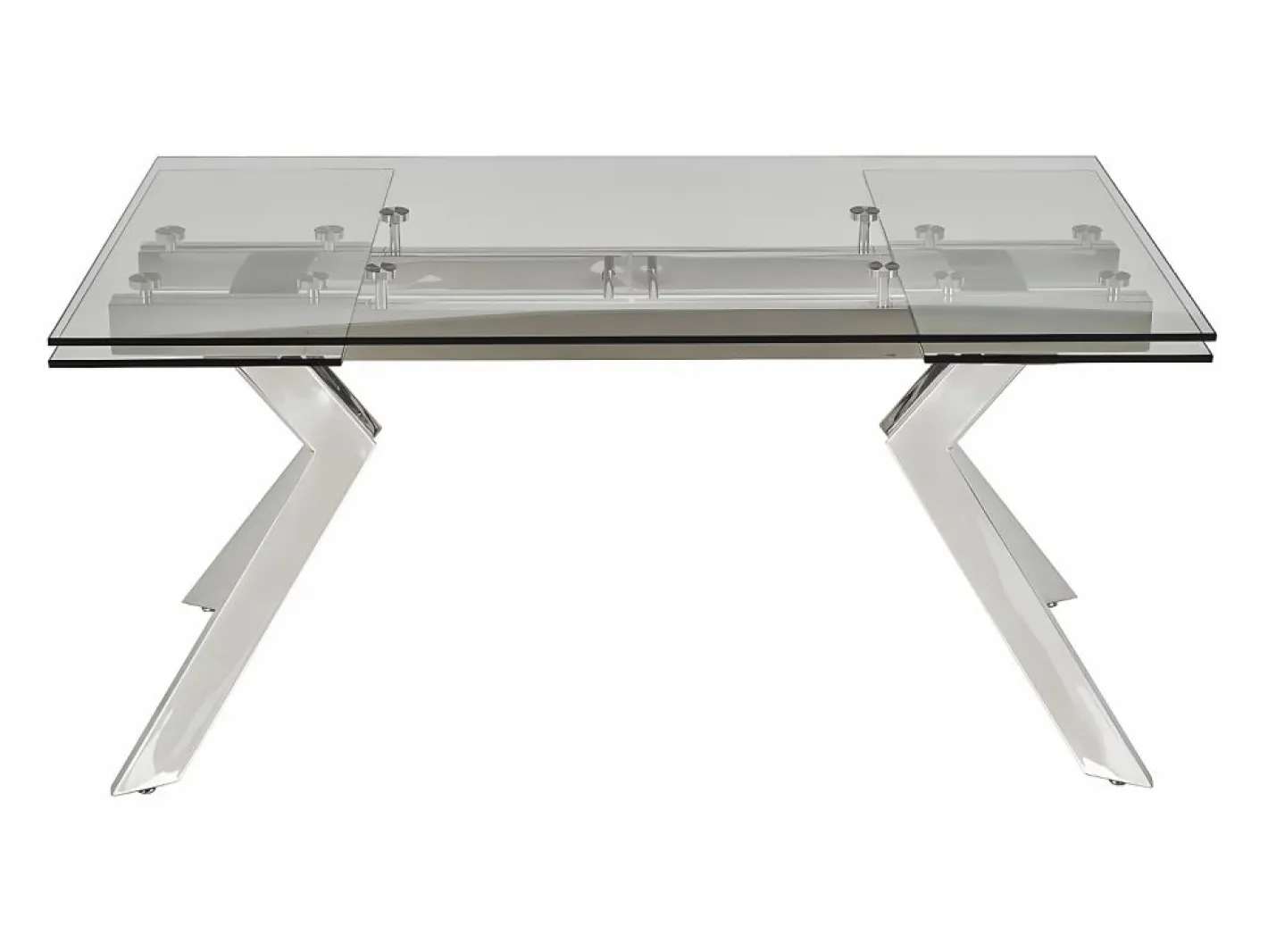 Vente-unique Mesa Extensible|Mesa de comedor extensible de cristal templado y metal - Transparente - VELIKA