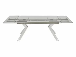 Vente-unique Mesa Extensible|Mesa de comedor extensible de cristal templado y metal - Transparente - VELIKA