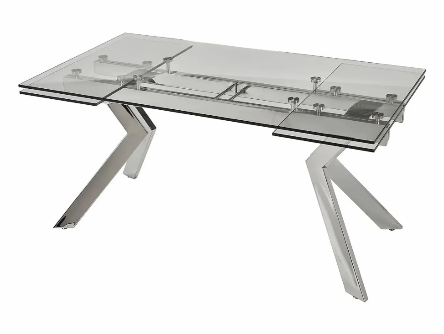 Vente-unique Mesa Extensible|Mesa de comedor extensible de cristal templado y metal - Transparente - VELIKA