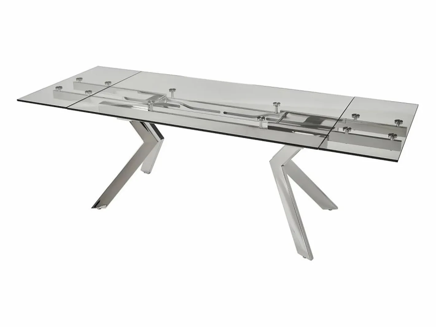 Vente-unique Mesa Extensible|Mesa de comedor extensible de cristal templado y metal - Transparente - VELIKA