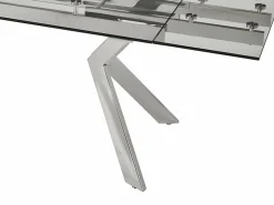 Vente-unique Mesa Extensible|Mesa de comedor extensible de cristal templado y metal - Transparente - VELIKA