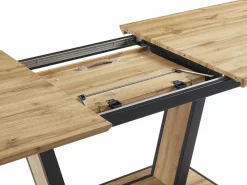 Vente-unique Mesa Extensible|Mesa De Comedor|Mesa de comedor extensible 6 a 10 comensales de MDF y metal - Natural y negro - VITENO
