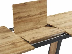 Vente-unique Mesa Extensible|Mesa De Comedor|Mesa de comedor extensible 6 a 10 comensales de MDF y metal - Natural y negro - VITENO