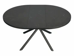 Vente-unique Mesa de comedor extensible para 4 a 6 personas en cerámica, MDF y metal - Efecto mármol marrón y gris - FEROLA Gris / Marru00f3n
