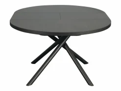 Vente-unique Mesa de comedor extensible para 4 a 6 personas en cerámica, MDF y metal - Efecto mármol marrón y gris - FEROLA Gris / Marru00f3n