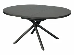 Vente-unique Mesa de comedor extensible para 4 a 6 personas en cerámica, MDF y metal - Efecto mármol marrón y gris - FEROLA Gris / Marru00f3n