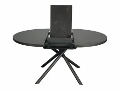 Vente-unique Mesa de comedor extensible para 4 a 6 personas en cerámica, MDF y metal - Efecto mármol marrón y gris - FEROLA Gris / Marru00f3n