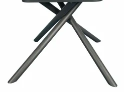 Vente-unique Mesa de comedor extensible para 4 a 6 personas en cerámica, MDF y metal - Efecto mármol marrón y gris - FEROLA Gris / Marru00f3n