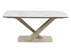 Maison Céphy Mesa de comedor extensible de cerámica y metal - Efecto mármol blanco y beige - MALATA Beige / Blanco Online