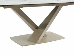 Maison Céphy Mesa de comedor extensible de cerámica y metal - Efecto mármol blanco y beige - MALATA Beige / Blanco Online