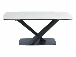Maison Céphy Mesa de comedor extensible de cerámica y metal - Efecto mármol blanco y negro - MALATA Negro / Blanco Outlet