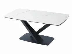Maison Céphy Mesa de comedor extensible de cerámica y metal - Efecto mármol blanco y negro - MALATA Negro / Blanco Outlet
