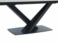 Maison Céphy Mesa de comedor extensible de cerámica y metal - Efecto mármol blanco y negro - MALATA Negro / Blanco Outlet