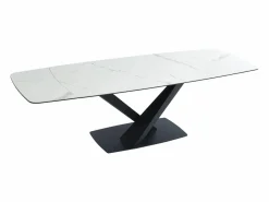 Maison Céphy Mesa de comedor extensible de cerámica y metal - Efecto mármol blanco y negro - MALATA Negro / Blanco Outlet