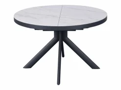 Vente-unique Mesa de comedor extensible para 4 a 6 personas de cerámica, MDF y metal - Efecto mármol y antracita - ZALYRA Blanco Online