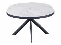Vente-unique Mesa de comedor extensible para 4 a 6 personas de cerámica, MDF y metal - Efecto mármol y antracita - ZALYRA Blanco Online