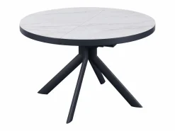 Vente-unique Mesa de comedor extensible para 4 a 6 personas de cerámica, MDF y metal - Efecto mármol y antracita - ZALYRA Blanco Online