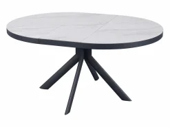 Vente-unique Mesa de comedor extensible para 4 a 6 personas de cerámica, MDF y metal - Efecto mármol y antracita - ZALYRA Blanco Online