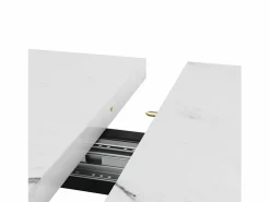 DripeX Mesa de comedor extensible - 6 a 8 personas - Efecto de mármol - MDF+Metal -120/160x80cm Blanco