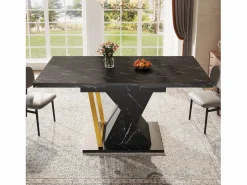 Merax Mesa de comedor extensible para 6 personas - 110/140 x 80 x 76 cm - para comedores y cocinas - MDF + metal - Negro Online