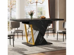 Merax Mesa de comedor extensible para 6 personas - 110/140 x 80 x 76 cm - para comedores y cocinas - MDF + metal - Negro Online