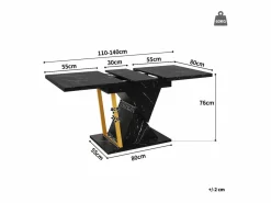 Merax Mesa de comedor extensible para 6 personas - 110/140 x 80 x 76 cm - para comedores y cocinas - MDF + metal - Negro Online