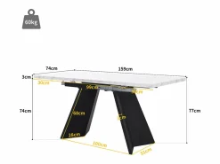 Mesa de comedor extensible 99-159 x 74 cm - 6 a 8 personas - en MDF - + Negro^ModernLuxe Sale