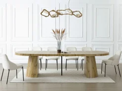 Vente-unique Mesa Extensible|Mesa De Comedor|Mesa de comedor extensible para 6 a 12 personas en MDF - Natural Claro - CLOEVA