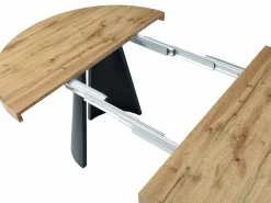 Vente-unique Mesa Extensible|Mesa De Comedor|Mesa de comedor extensible 4 a 12 personas de MDF y metal negro - Natural claro - JARELIA