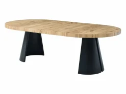 Vente-unique Mesa Extensible|Mesa De Comedor|Mesa de comedor extensible 4 a 12 personas de MDF y metal negro - Natural claro - JARELIA