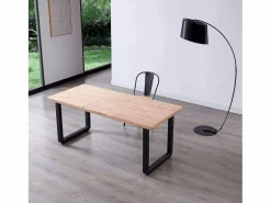 Mesa de comedor extensible Roma roble Nordish/negro 77x140x80 cm Adec Color natural oscuro Sale