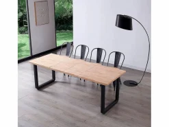 Mesa de comedor extensible Roma roble Nordish/negro 77x140x80 cm Adec Color natural oscuro Sale