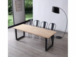 Mesa de comedor extensible Roma roble Nordish/negro 77x140x80 cm Adec Color natural oscuro Sale