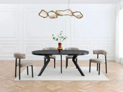 Vente-unique Mesa Extensible|Mesa De Comedor|Mesa de comedor extensible para 6 a 12 comensales de MDF y acero - - KOMONI