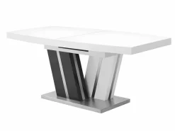 Vente-unique Mesa Extensible|Mesa De Comedor|Mesa de comedor extensible NOAMI II - MDF gris y blanco