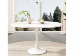 Merax Mesa Extensible|Mesa de comedor extensible ovalada para 4 a 6 personas - L 100/140 x A 100 x A 75 cm - Madera MDF -
