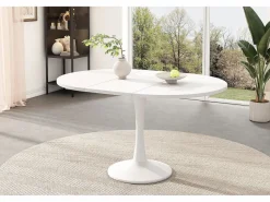 Merax Mesa Extensible|Mesa de comedor extensible ovalada para 4 a 6 personas - L 100/140 x A 100 x A 75 cm - Madera MDF -