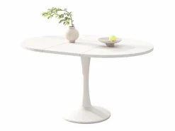 Merax Mesa Extensible|Mesa de comedor extensible ovalada para 4 a 6 personas - L 100/140 x A 100 x A 75 cm - Madera MDF -