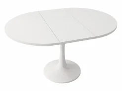 Merax Mesa Extensible|Mesa de comedor extensible ovalada para 4 a 6 personas - L 100/140 x A 100 x A 75 cm - Madera MDF -