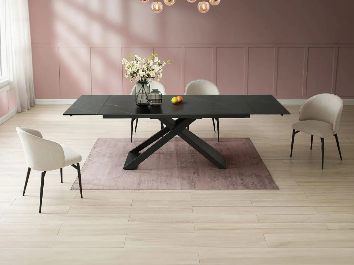 Mesa de comedor extensible de cerámica y metal - - XERENA de Pascal MORABITO^Maison Céphy Outlet
