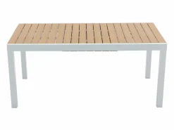 MYLIA Mesa de comedor jardín extensible aluminio poliwood L.170/230 cm - Natural claro - MACILA Blanco Outlet