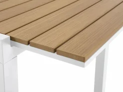 MYLIA Mesa de comedor jardín extensible aluminio poliwood L.170/230 cm - Natural claro - MACILA Blanco Outlet