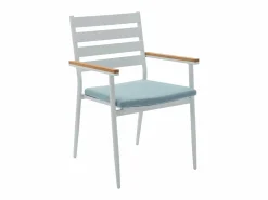 MYLIA Comedores De Jardín|Mesa de comedor jardín madera aluminio 4 sillas una mesa - Blanco y natural - MIAMI