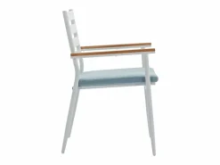 MYLIA Comedores De Jardín|Mesa de comedor jardín madera aluminio 4 sillas una mesa - Blanco y natural - MIAMI