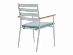MYLIA Comedores De Jardín|Mesa de comedor jardín madera aluminio 4 sillas una mesa - Blanco y natural - MIAMI