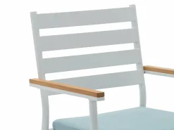 MYLIA Comedores De Jardín|Mesa de comedor jardín madera aluminio 4 sillas una mesa - Blanco y natural - MIAMI