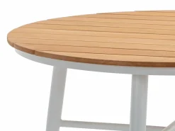 MYLIA Comedores De Jardín|Mesa de comedor jardín madera aluminio 4 sillas una mesa - Blanco y natural - MIAMI
