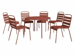 Mesa de comedor jardín metal mesa y 6 sillas apilables - MIRMANDE de^MYLIA Online
